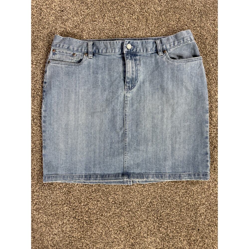 Vintage‎ Y2K Old Navy Denim Mini Skirt Womens 14 Light Wash Stretch 2005